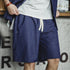 Retro Washed Denim Shorts – Men’s Loose Fit Tencel-Blend with Elastic Waist